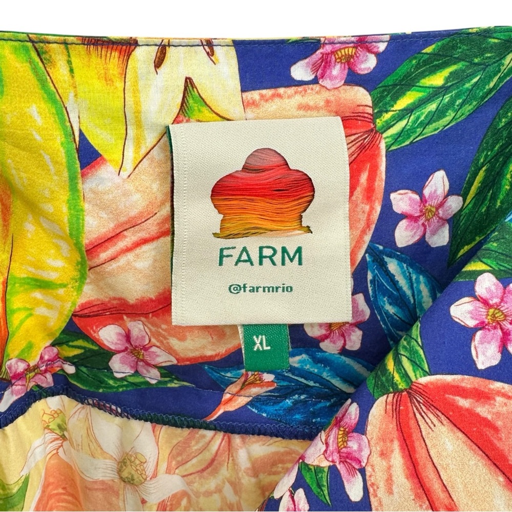 FARM Rio Caipirinha Green Yellow Vibrant Print Tiered Sleeveless Mini Dress - XL - Picture 9 of 14
